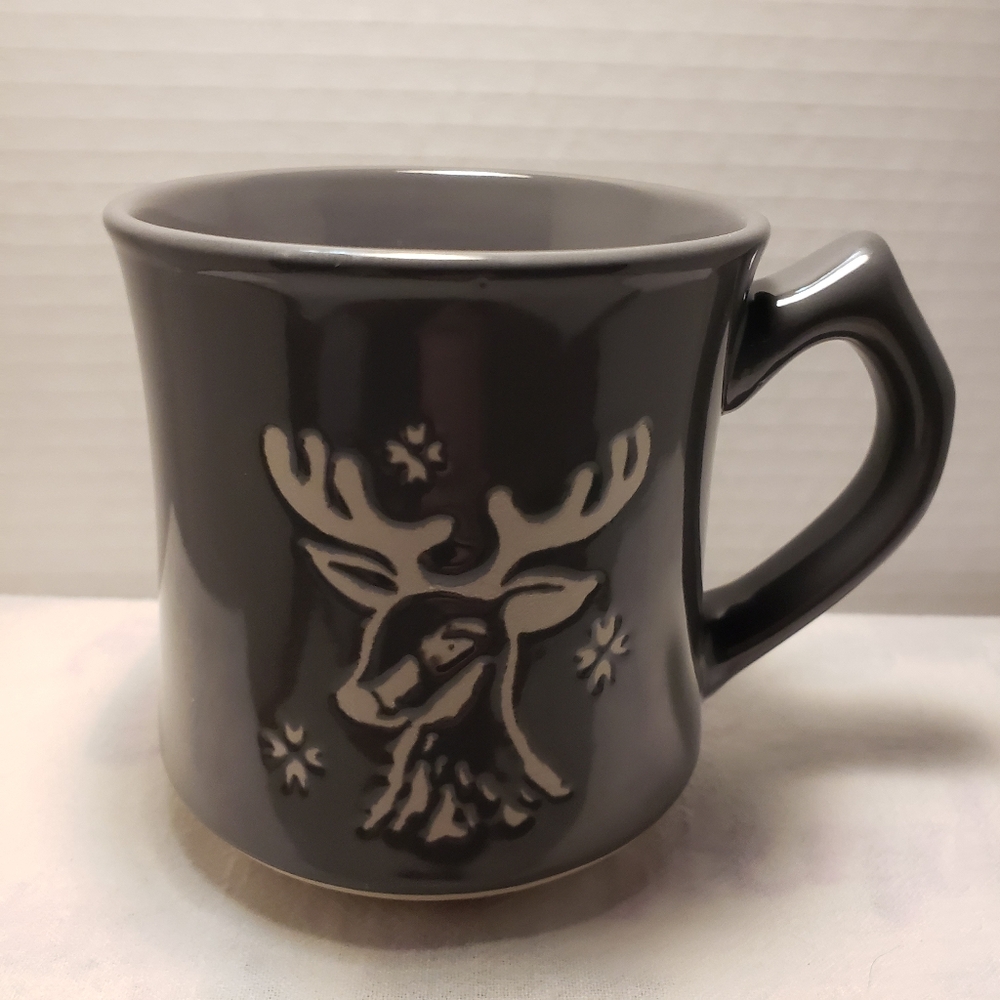 Cute New Holiday Time Gray Stoneware Deer Mug
